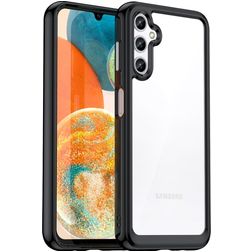 Mobigear Crystal Samsung Galaxy A14 Plastique rigide Coque arrière - Transparent / Noir