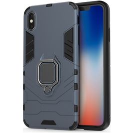 Mobigear Armor Ring Coque iPhone XS Max Coque arrière Rigide Anti-Chocs avec Anneau-Support - Bleu Mobigear Armor Ring Coque iPhone XS Max Coque arrière Rigide Anti-Chocs avec Anneau-Support - Bleu