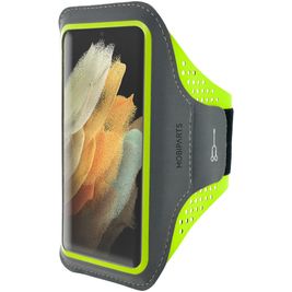 Mobiparts Comfort Fit Brassard Téléphone Samsung Galaxy S21 Ultra Brassard Coque de Sport en Neoprène - Neon Green