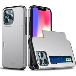 Mobigear Card Coque iPhone 13 Coque arrière Rigide Anti-Chocs avec Porte-Cartes - Argent