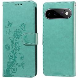 Mobigear Flowers Housse Google Pixel 11 Etui Porte-Monnaie - Vert
