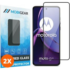 Mobigear Premium Motorola Moto G84 Verre trempé Protection d'écran - Compatible Coque - Noir (Lot de 2)