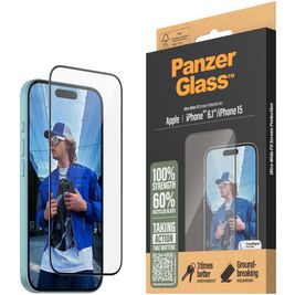 PanzerGlass Ultra-Wide Fit iPhone 16 Verre trempé Protection d'écran - Compatible Coque