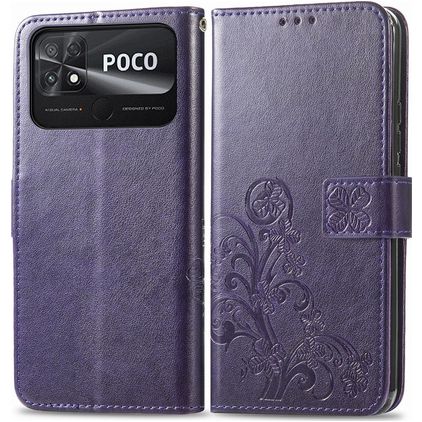 Mobigear Clover Housse POCO C40 Etui Porte-Monnaie - Violet