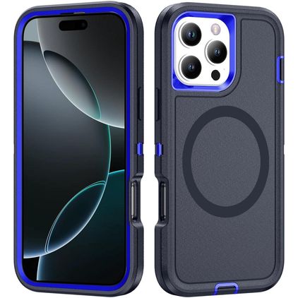 Mobigear Rugged Mag Coque iPhone 16 Pro Max MagSafe Coque arrière Rigide Anti-Chocs - Bleu Marin