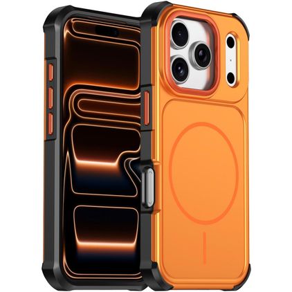 Mobigear Airbag Shockproof Coque iPhone 17 Pro MagSafe Coque arrière Rigide Anti-Chocs - Orange