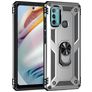 Mobigear Armor Ring Coque Motorola Moto G60 Coque arrière Rigide Anti-Chocs avec Anneau-Support - Argent