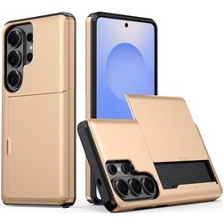 Mobigear Card Coque Samsung Galaxy S26 Ultra Coque arrière Rigide Anti-Chocs avec Porte-Cartes - Or
