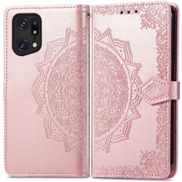 Mobigear Mandala Housse OPPO Find X5 Pro Etui Porte-Monnaie - Rose doré