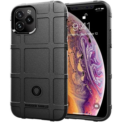 Mobigear Rugged Shield Coque iPhone 12 Coque arrière en TPU Souple Anti-Chocs - Noir