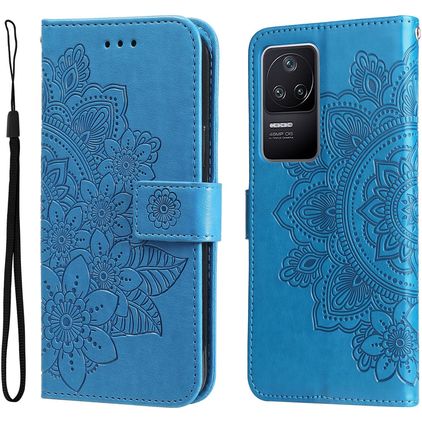 Mobigear Flowers Housse POCO F4 Etui Porte-Monnaie - Bleu