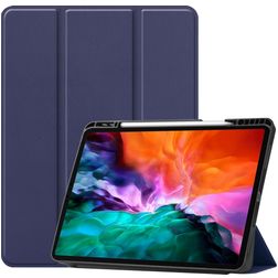 Mobigear Tri-Fold Gel Coque iPad Pro 12.9 Pouces (2022) Etui en TPU,Similicuir + Porte-crayon - Bleu