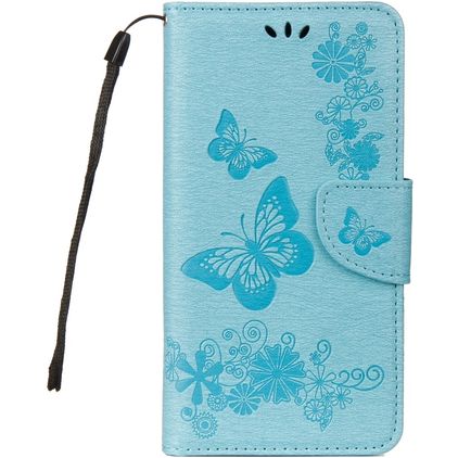 Mobigear Butterfly Housse Samsung Galaxy A8 (2018) Etui Porte-Monnaie - Bleu