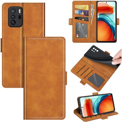 Mobigear Slim Magnet Housse POCO X3 GT Etui Porte-Monnaie - Cognac