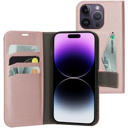 Mobiparts Classic Wallet Housse iPhone 14 Pro Etui Porte-Monnaie - Rose
