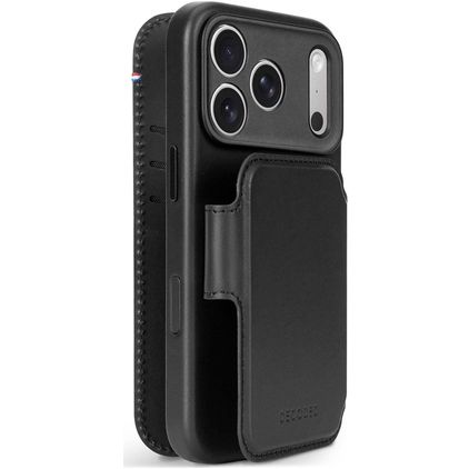 Decoded Detachable Wallet Housse iPhone 18 Pro MagSafe Etui avec Coque Détachable en Cuir Véritable Porte-Monnaie - Noir