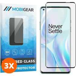 Mobigear Curved OnePlus 8 Verre trempé Protection d'écran - Compatible Coque - Noir (Lot de 3)