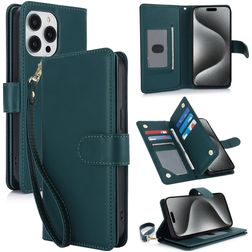 Mobigear Wallet Housse iPhone 15 Pro Etui Porte-Monnaie - Vert