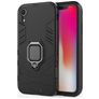 Mobigear Armor Ring Coque iPhone XR Coque arrière Rigide Anti-Chocs avec Anneau-Support - Noir