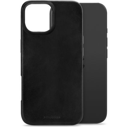 Mobilize Premium Coque iPhone 17 MagSafe Coque arrière en Cuir Véritable - Noir