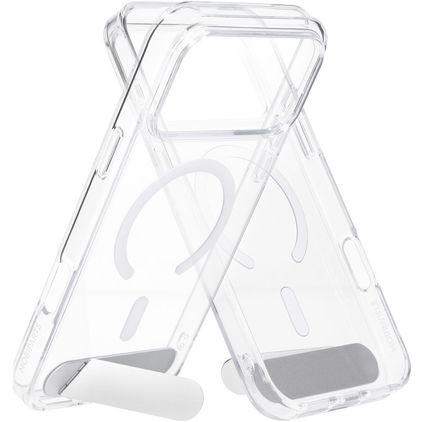 Mobiparts Hardcover Coque Transparente iPhone 18 Pro Max MagSafe Coque arrière Rigide avec Support Amovible - Transparent