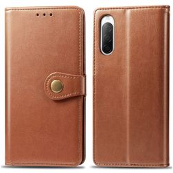 Mobigear Snap Button Sony Xperia 10 II Étui Portefeuille - Cognac