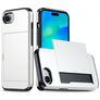 Mobigear Card Coque iPhone 17e Coque arrière Rigide Anti-Chocs avec Porte-Cartes - Blanc