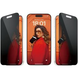 PanzerGlass Ultra-Wide Fit iPhone 15 Pro Verre trempé Protection d'écran Anti-espion - Compatible coque + Cadre de pose