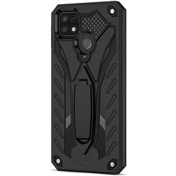 Mobigear Armor Stand Realme C21Y Plastique rigide Coque arrière Antichoc avec béquille - Noir