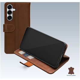 Mobilize Wallet Housse Samsung Galaxy S26 Plus Etui en Cuir Véritable Porte-Monnaie - Marron