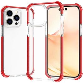 Mobigear Full Bumper Coque iPhone 14 Pro Coque arrière Rigide Anti-Chocs - Transparent / Rouge
