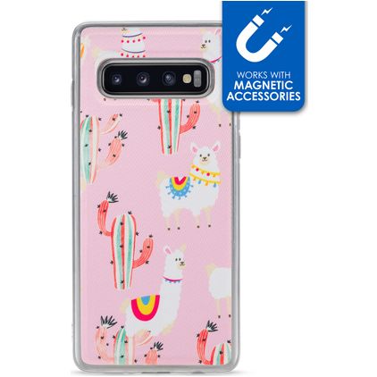 My Style Magneta Coque Samsung Galaxy S10 Coque arrière en TPU Souple - Pink Alpaca