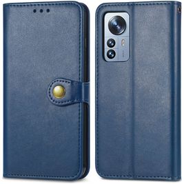 Mobigear Snap Button Housse Xiaomi 12 Pro Etui Porte-Monnaie - Bleu