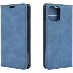 Mobigear Retro Slim iPhone 12 Étui Portefeuille - Bleu foncé