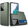 Mobigear Card Coque Samsung Galaxy S21 Ultra Coque arrière Rigide Anti-Chocs avec Porte-Cartes - Vert armée
