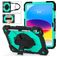 Mobigear SureGrip Xtreme Coque iPad 10 (2022) Coque arrière en Plastique rigide,Silicone + Porte-crayon + Bandoulière + Support Amovible - Noir / Turquoise