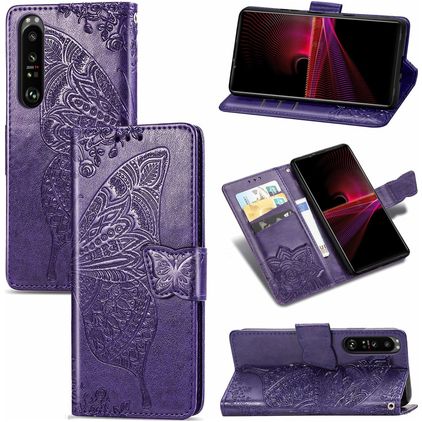 Mobigear Butterfly Sony Xperia 1 III Étui Portefeuille - Violet