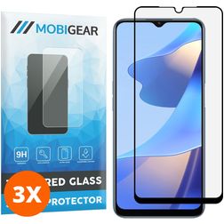 Mobigear Premium OPPO A16s Verre trempé Protection d'écran - Compatible Coque - Noir (Lot de 3)