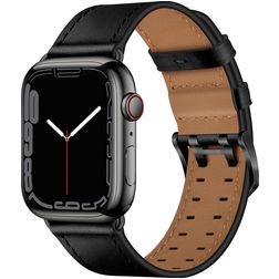 Mobigear Milano Bracelet Cuir Apple Watch Fermeture boucle ardillon - 49/46/45/44 mm - Noir