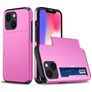 Mobigear Card Coque iPhone 15 Coque arrière Rigide Anti-Chocs avec Porte-Cartes - Rose
