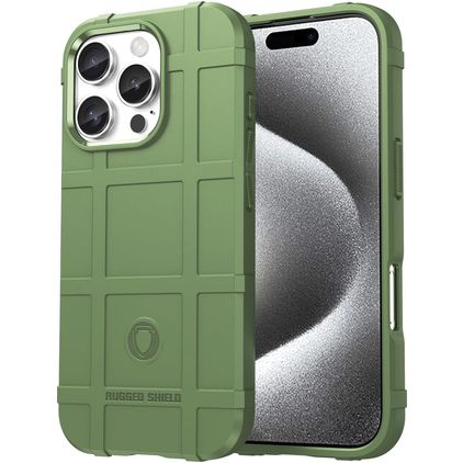 Mobigear Rugged Shield Coque iPhone 16 Pro Coque arrière en TPU Souple Anti-Chocs - Vert