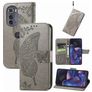 Mobigear Butterfly Housse Motorola Edge (2022) Etui Porte-Monnaie - Gris
