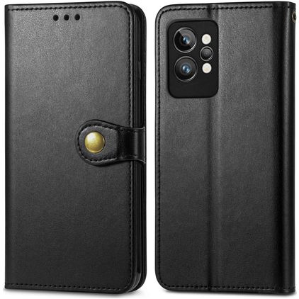 Mobigear Snap Button Housse Realme GT2 Pro Etui Porte-Monnaie - Noir