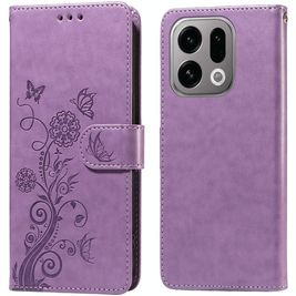Mobigear Flowers Housse OPPO Find X9 Etui Porte-Monnaie - Violet