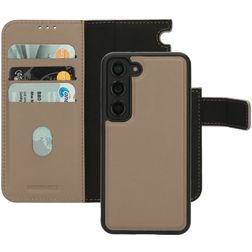Mobiparts Samsung Galaxy S23 Coque Cuir véritable Étui 2en1 avec coque amovible Portefeuille - Taupe