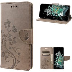 Mobigear Butterfly Housse OnePlus 10T Etui Porte-Monnaie - Gris