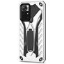 Mobigear Armor Stand Coque Xiaomi Redmi Note 11T Coque arrière Rigide Anti-Chocs avec Support Amovible - Argent