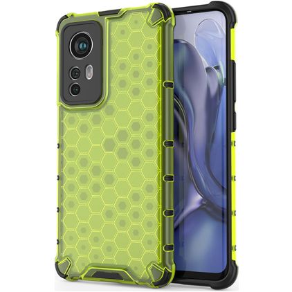 Mobigear Honeycomb Coque Xiaomi 12 Coque arrière Rigide Anti-Chocs - Vert
