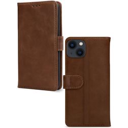 Mobilize Wallet Housse iPhone 13 Mini Etui en Cuir Véritable Porte-Monnaie - Marron