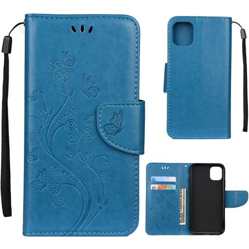 Mobigear Flowers Housse iPhone 11 Etui Porte-Monnaie - Bleu